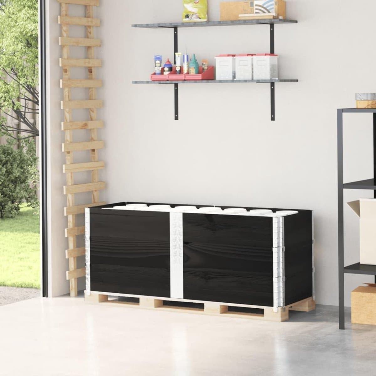 Palletwanden - Palletranden Stapelbaar - Opslag Transport - Massief Grenenhout - 150 x 50 cm - Zwart