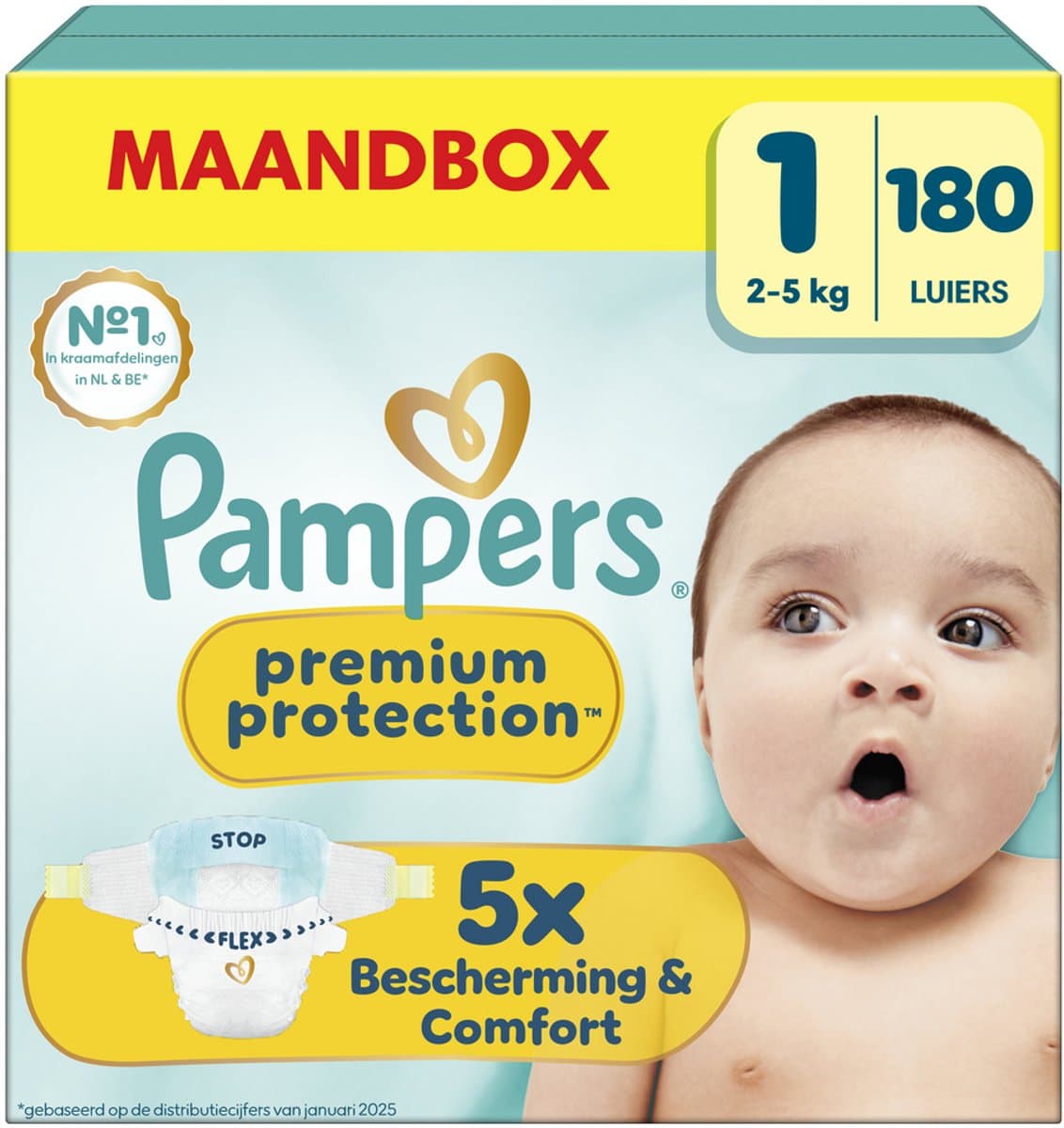 Pampers Premium Protection Luiers Maat 1– Maandbox 180 Luiers