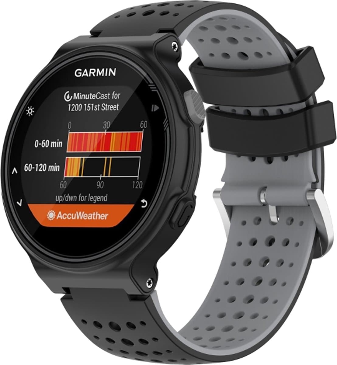 Voor Garmin Forerunner 220 Silicone Sports Two-Color Watch Band (Black+Gray)