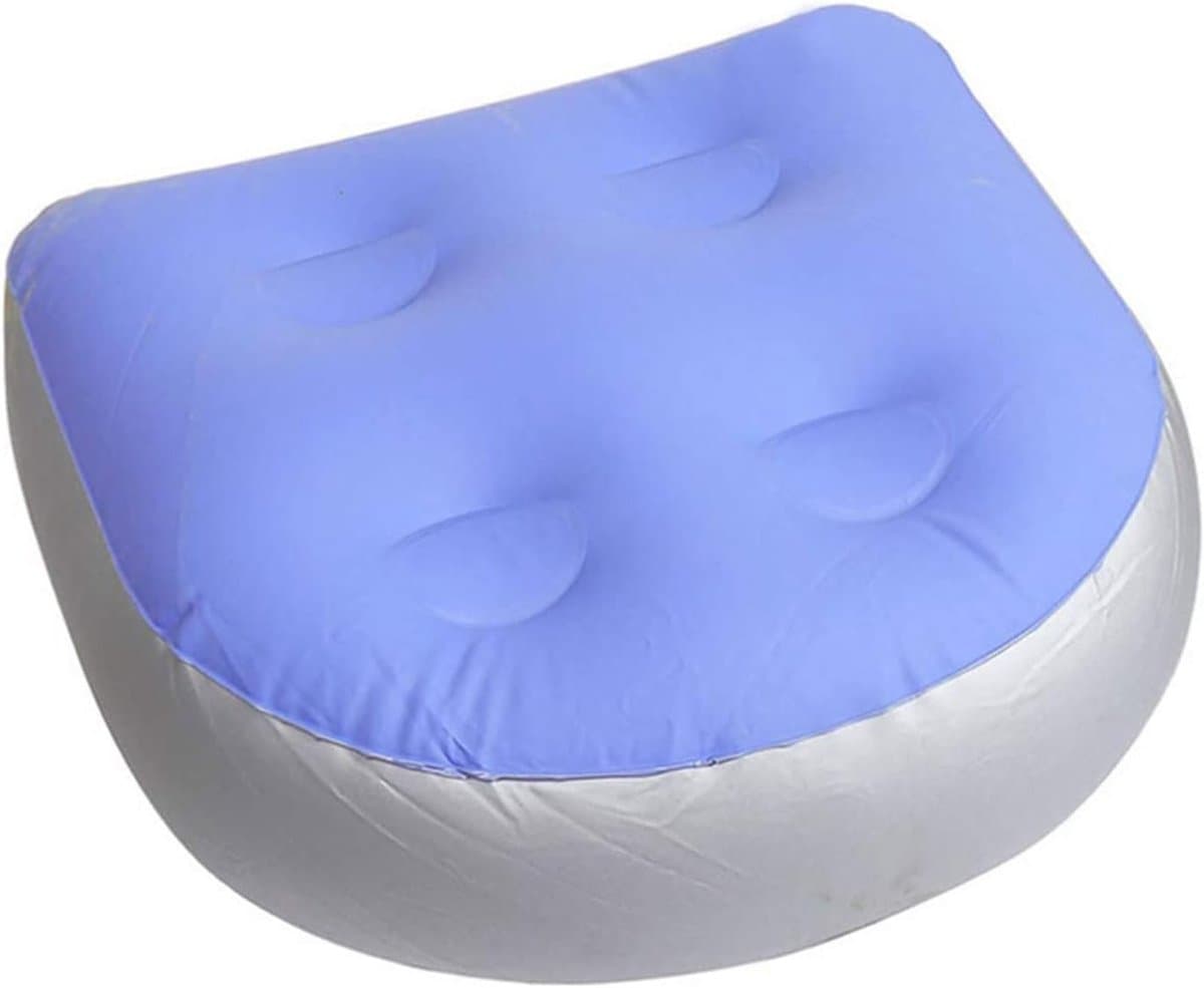 Opblaasbaar zitverhoger, zacht comfortabel spa-zitkussen, opblaasbaar badkussen, antislip, mat, ontspannend rugkussen, hot spring kussen, mat volwassenen en kinderen (blauw)