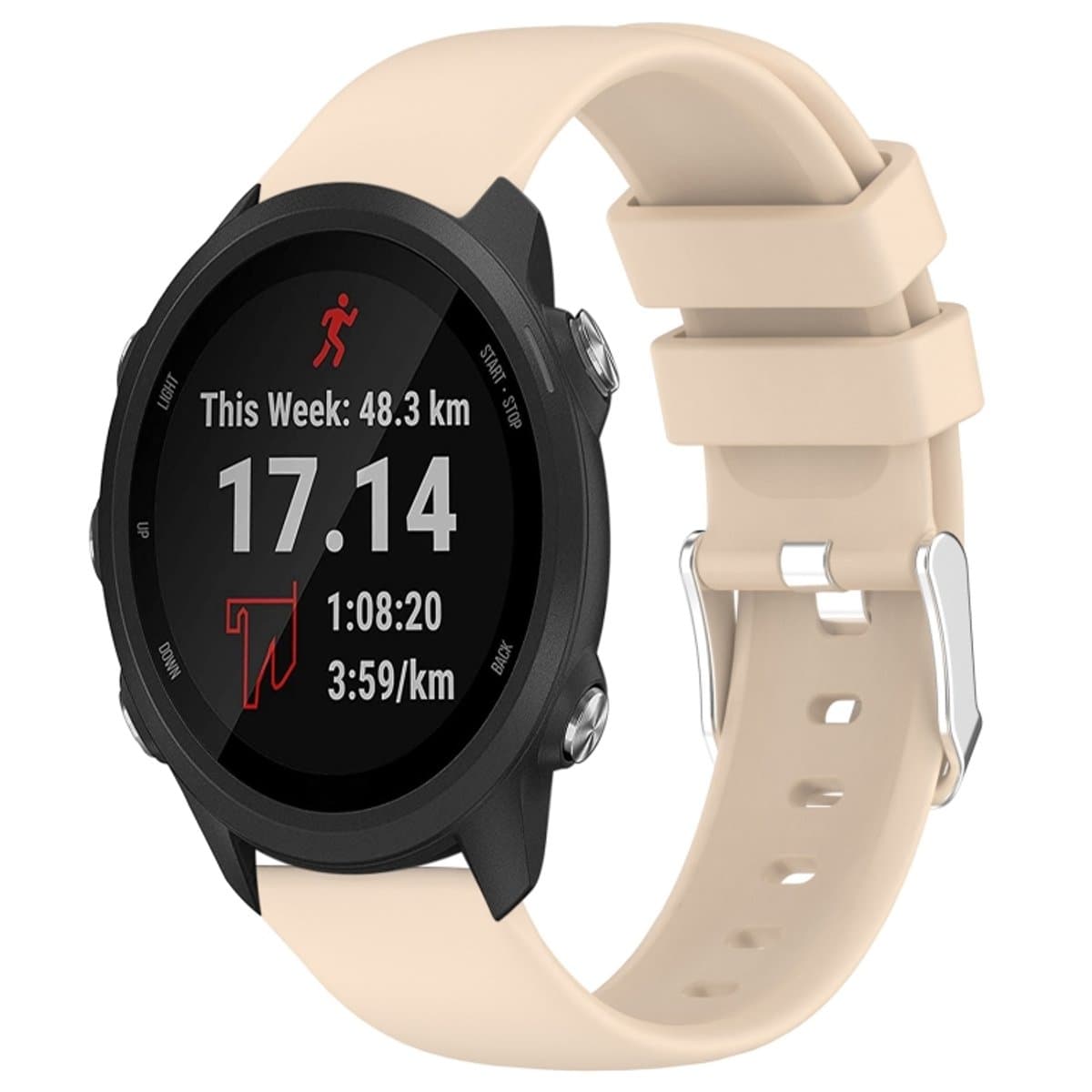 Voor Garmin Forerunner 245 Music 20 mm gladde effen kleur siliconen horlogeband (beige)