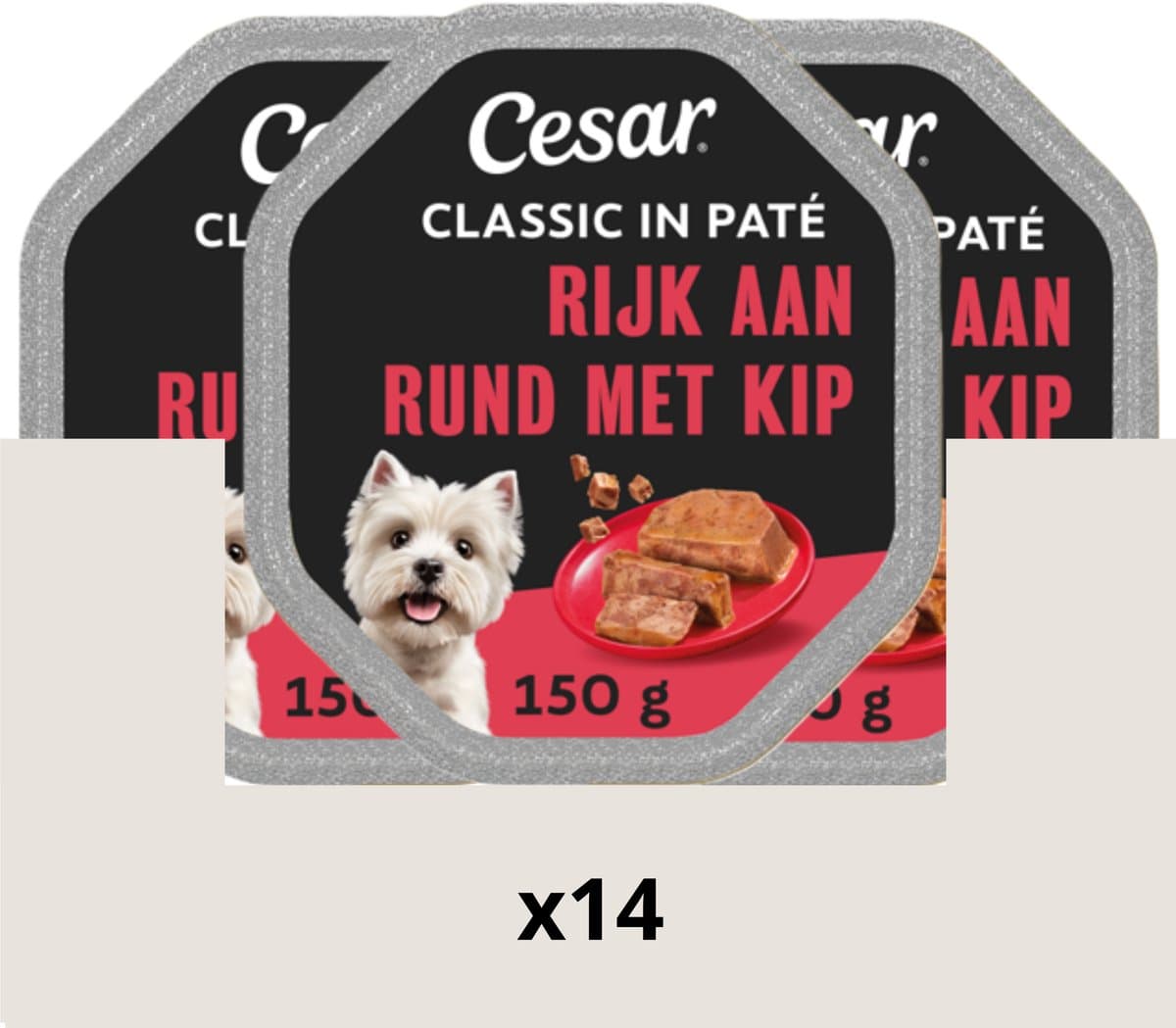Cesar Hondenvoer - Classic - Rund in Paté - Maaltijdkuipjes 14x150g