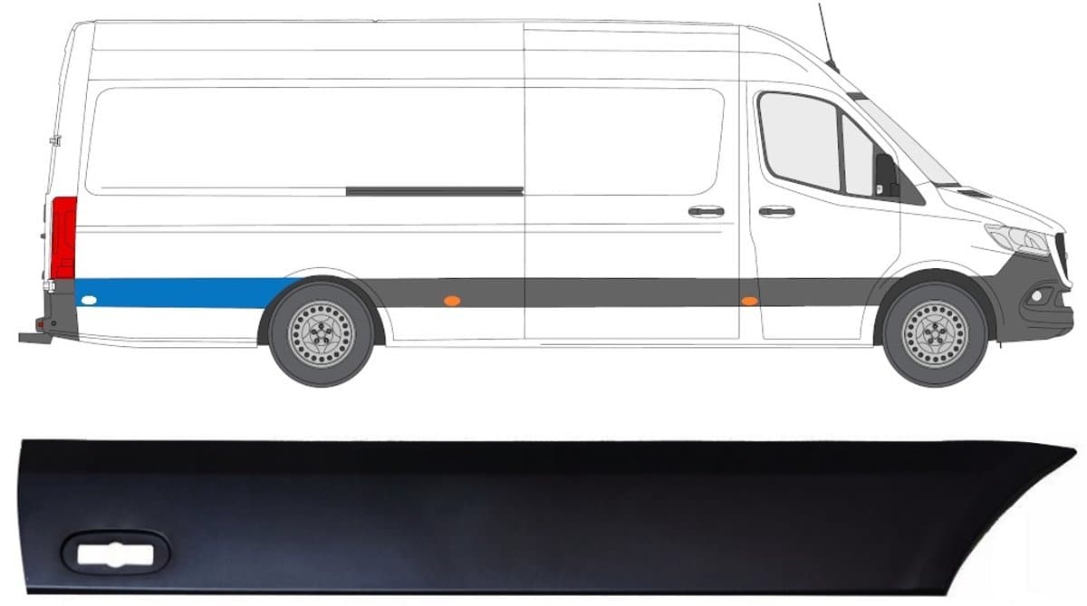 Zijlijst sierlijst achterspatbord voor Mercedes Sprinter 2018- / Rechts