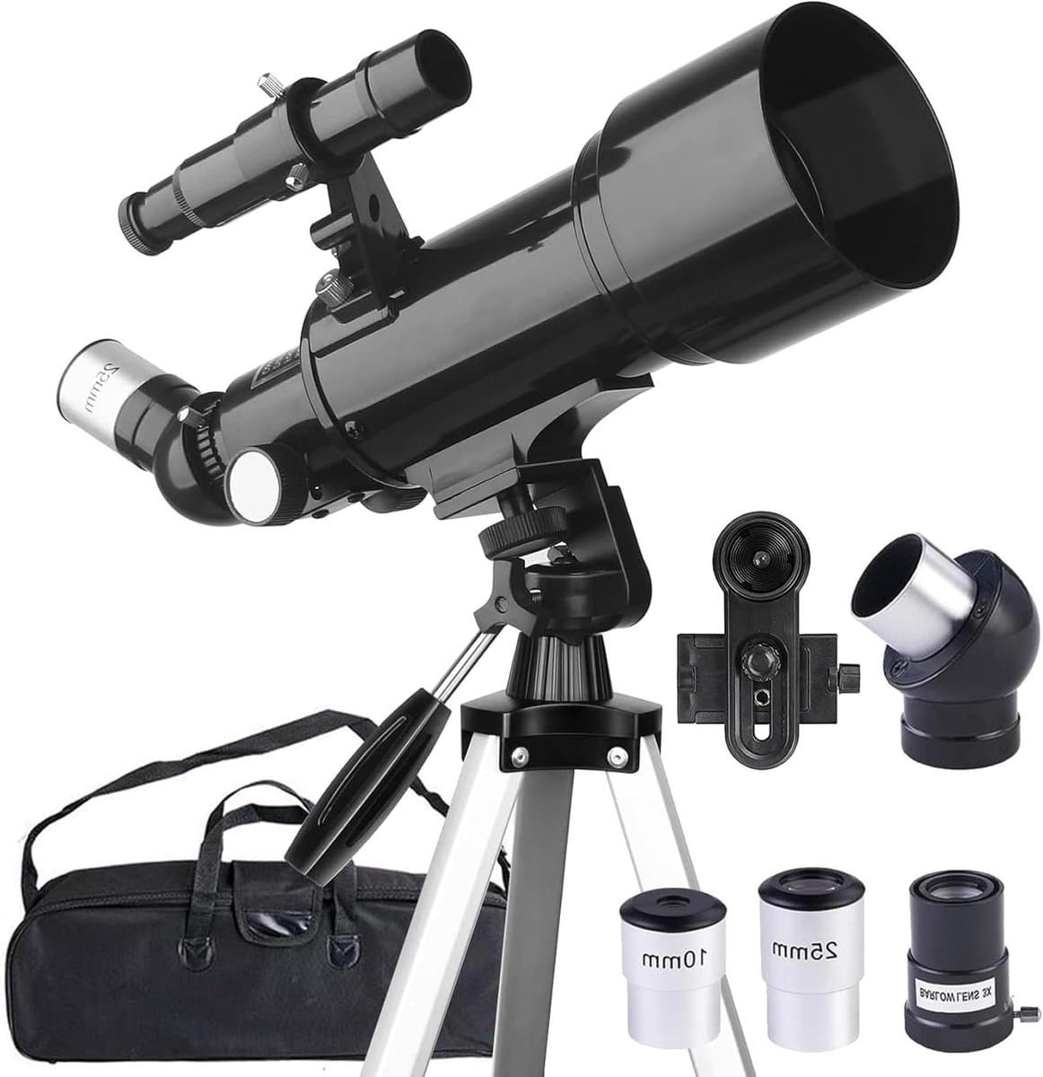 Astronomie Telescoop - Sterrenkijker Kinderen - Natuur Ontdekken - FMC Lens - 70 mm Opening - Zwart