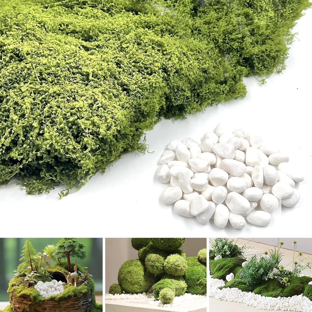 Garden 100g Kunstmatig Mos 250g Tuin Kiezelstenen, Geurloos Kleurvast