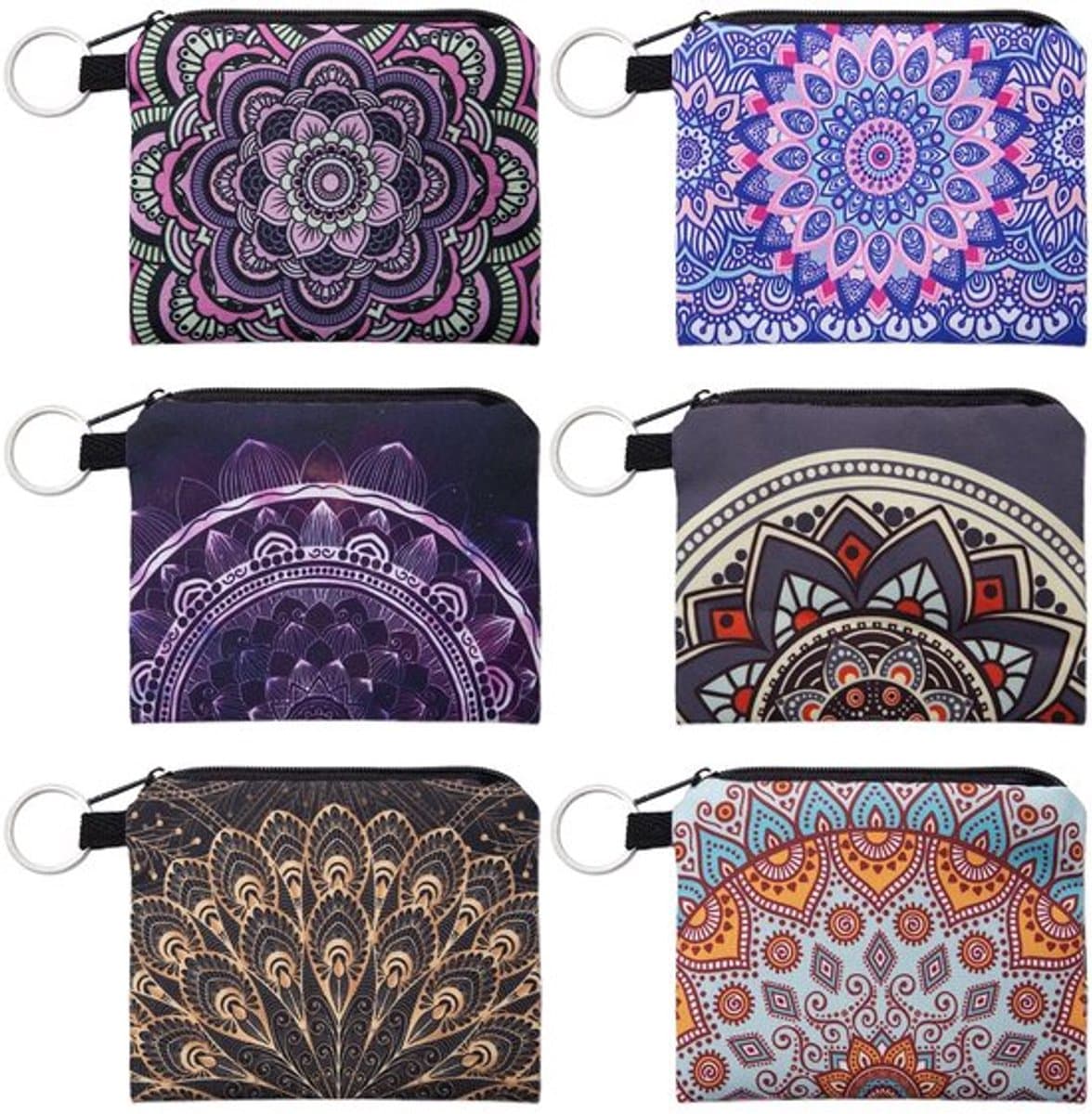 Allecta - Mini canvas portemonnee set voor vrouwen - 6 stuks - Met ritssluiting