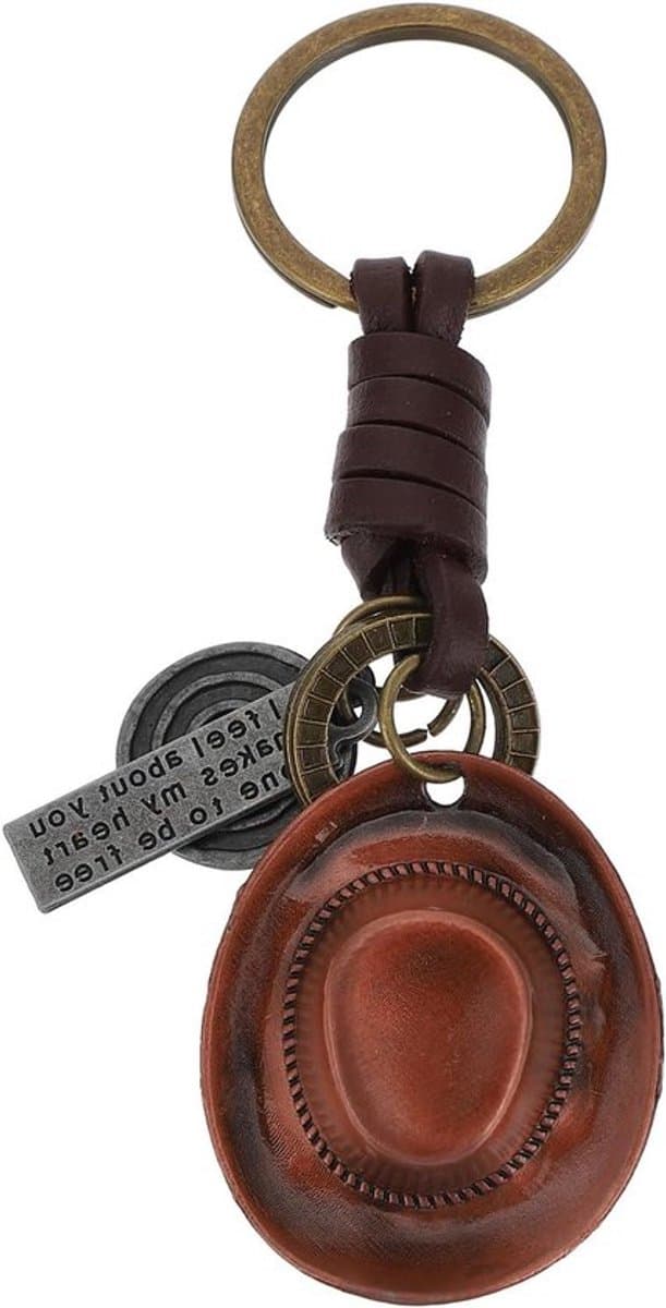 Sleutelhanger Bronzen Cowboy Hoed van Leer van Allecta