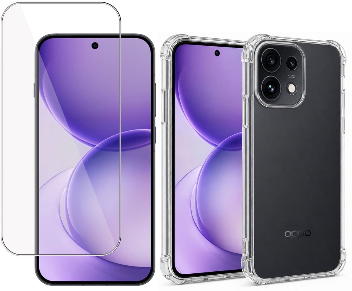Hoesje met Screenprotector - Geschikt voor OPPO Reno 16 5G / Reno 16 Pro 5G - Extreme Shockproof - Tempered Glass - Siliconen Case - Transparant