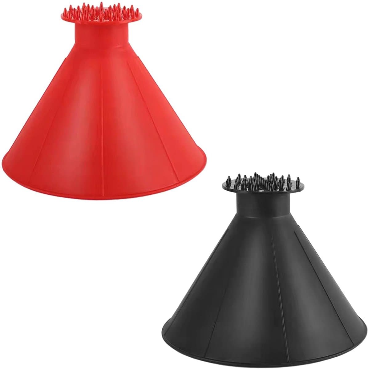 Dailygoods- IJskraper Dubbelkop Kegelvormig - Auto-ijskraper - Kegel-ijskraper - 2 Stuks - Zwart/Rood - Duurzaam Polypropeen - Autoschraper
