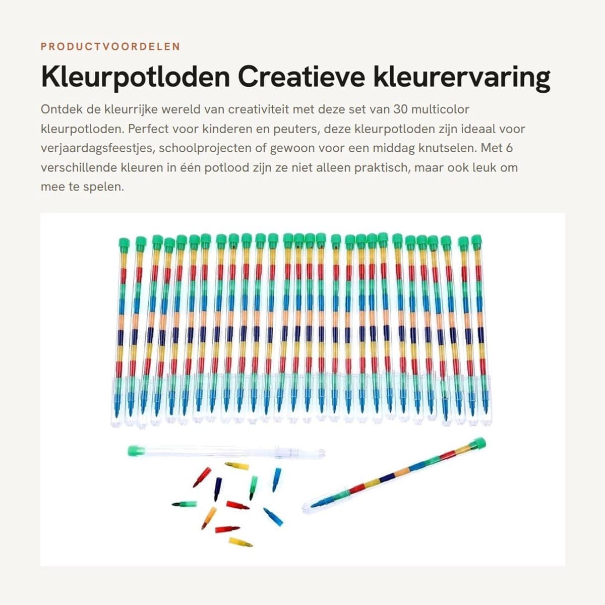 Dailygoods- Kleurpotloden 30x - Veelkleurig - Stapelpotlood - Feestartikelen - Verjaardagscadeau - Geschikt voor kinderen - Lengte 14,5 cm - Tekeningen