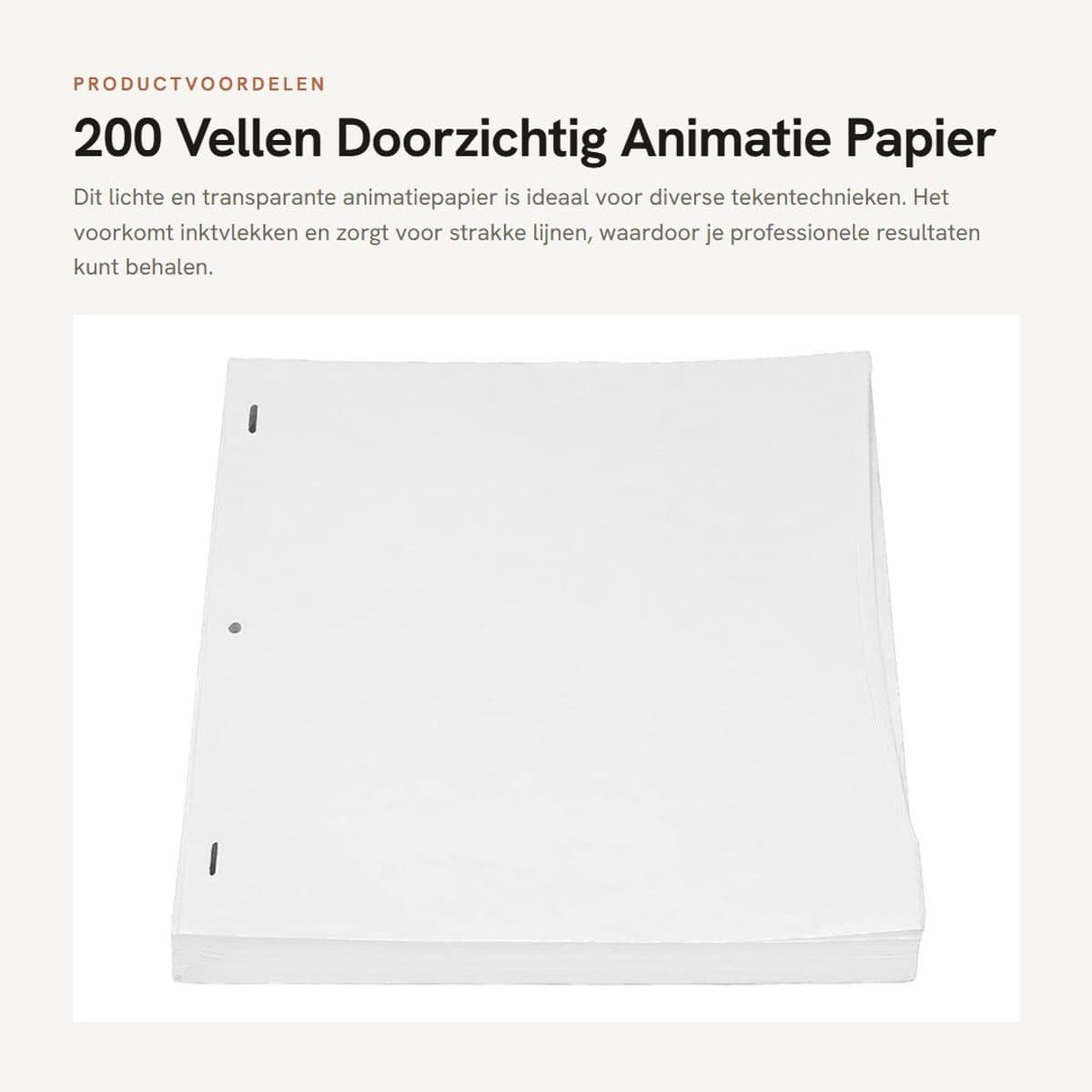 Dailygoods- Animatie Papier 200 Vellen - Doorzichtig - Taaiheid - Printer Cel Bladen - Schetsen - Professionele Resultaten - Tracingpapier