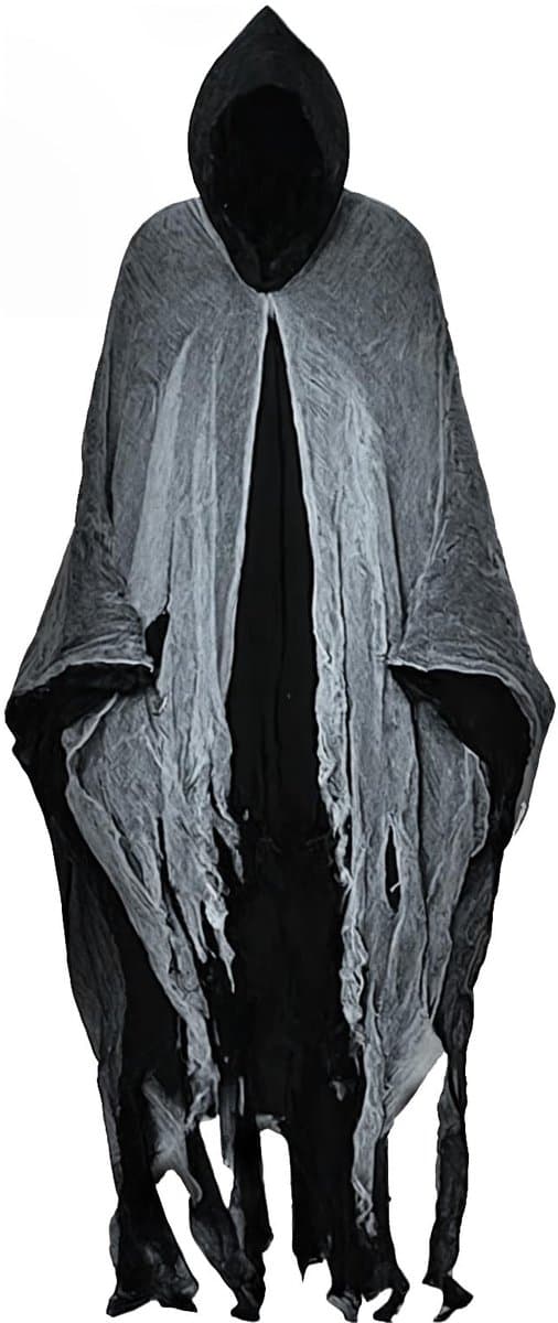 Dailygoods- Cape met capuchon - Halloween kostuum - Vampierkostuum - Spookdesign - Ademend mesh - Geschikt voor carnaval/Kerstmis