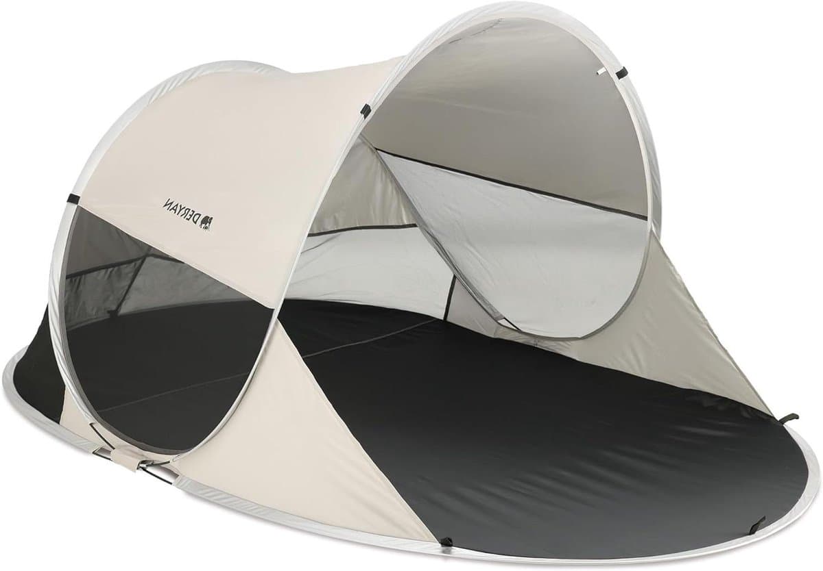 Strandtent - Zonnescherm - Bescherming tegen zon - Pop-up systeem - 205 cm breed - Zandkleurig