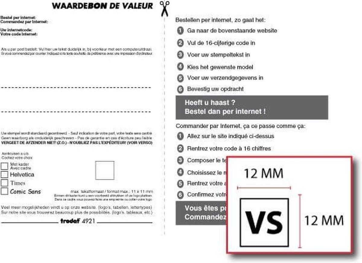 Bon voor een stempelplaatje Trodat Printy 4921