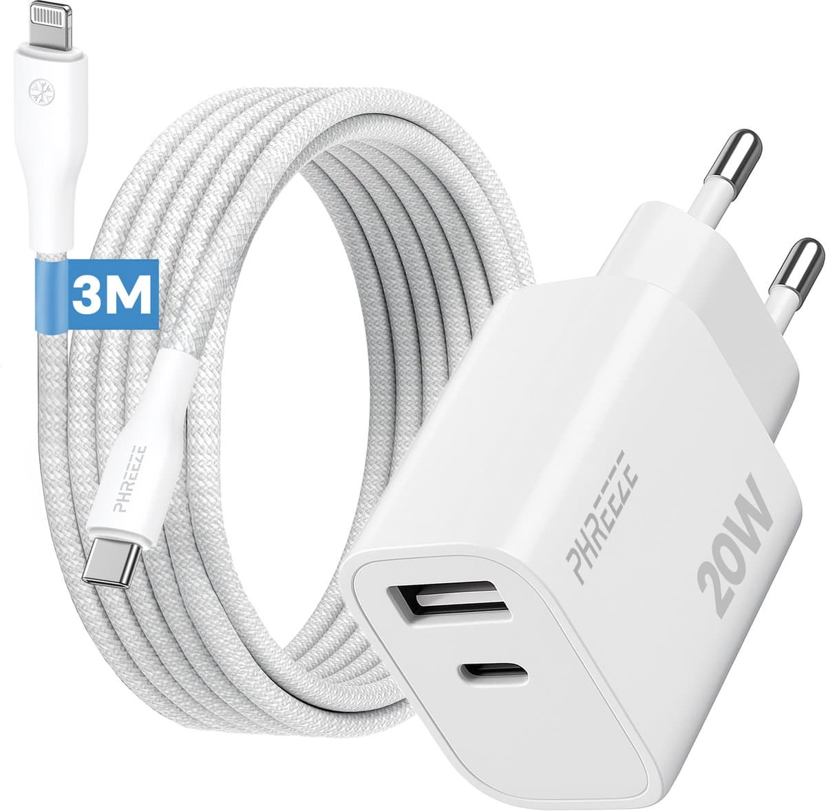 Phreeze usb c snellader 30w met kabel geschikt voor iphone 14 13 12 11 se - Power delivery oplader 3 meter