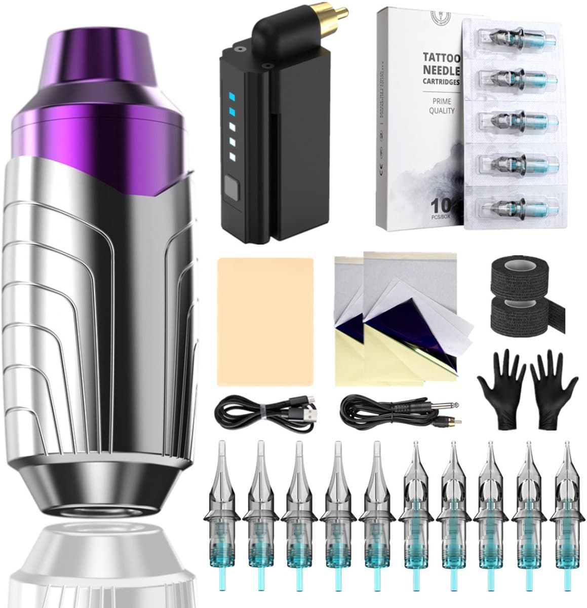 EYUSALL Draadloze Tattoo Pen Set – Compleet Tattoo Kit voor Lijnen & Schaduwen – Professioneel Tattoo Apparaat