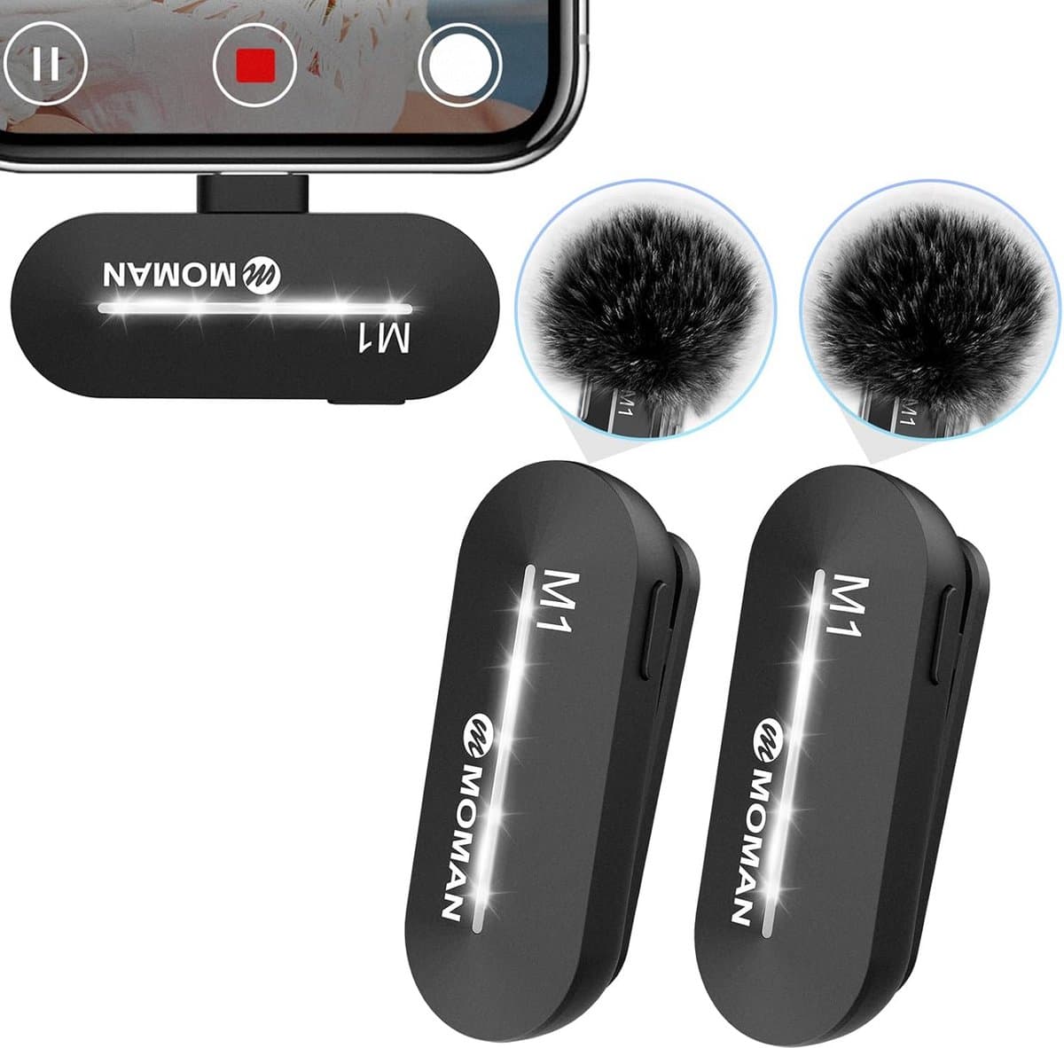 Draadloze Lavalier Microfoon met Type-C & USB voor Android Telefoons, Tablets en Live Streaming