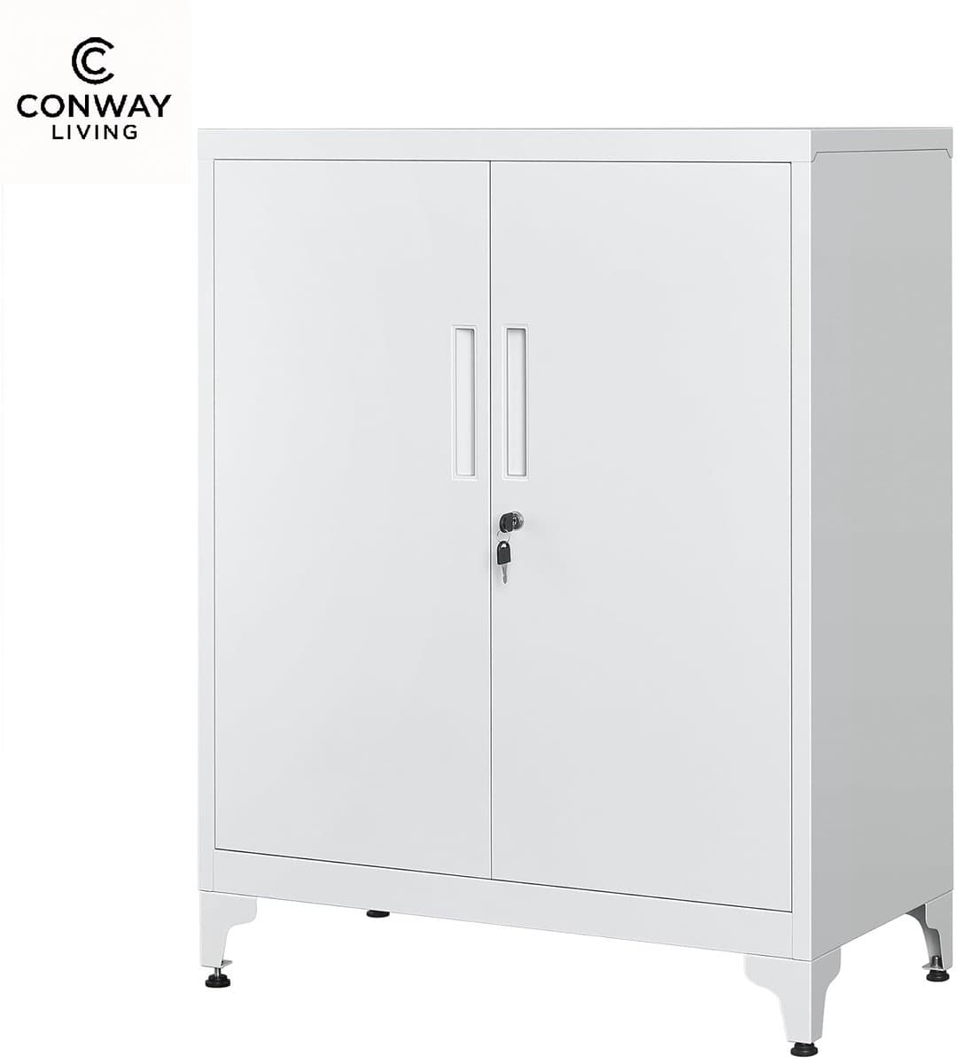 Conway Living® - Archiefkast met slot - Kantoorkast - Opbergkasten met deuren - Multifunctionele - Garagekast - Dossierkast - Stalen kast - 90x80x40 cm - Grijs