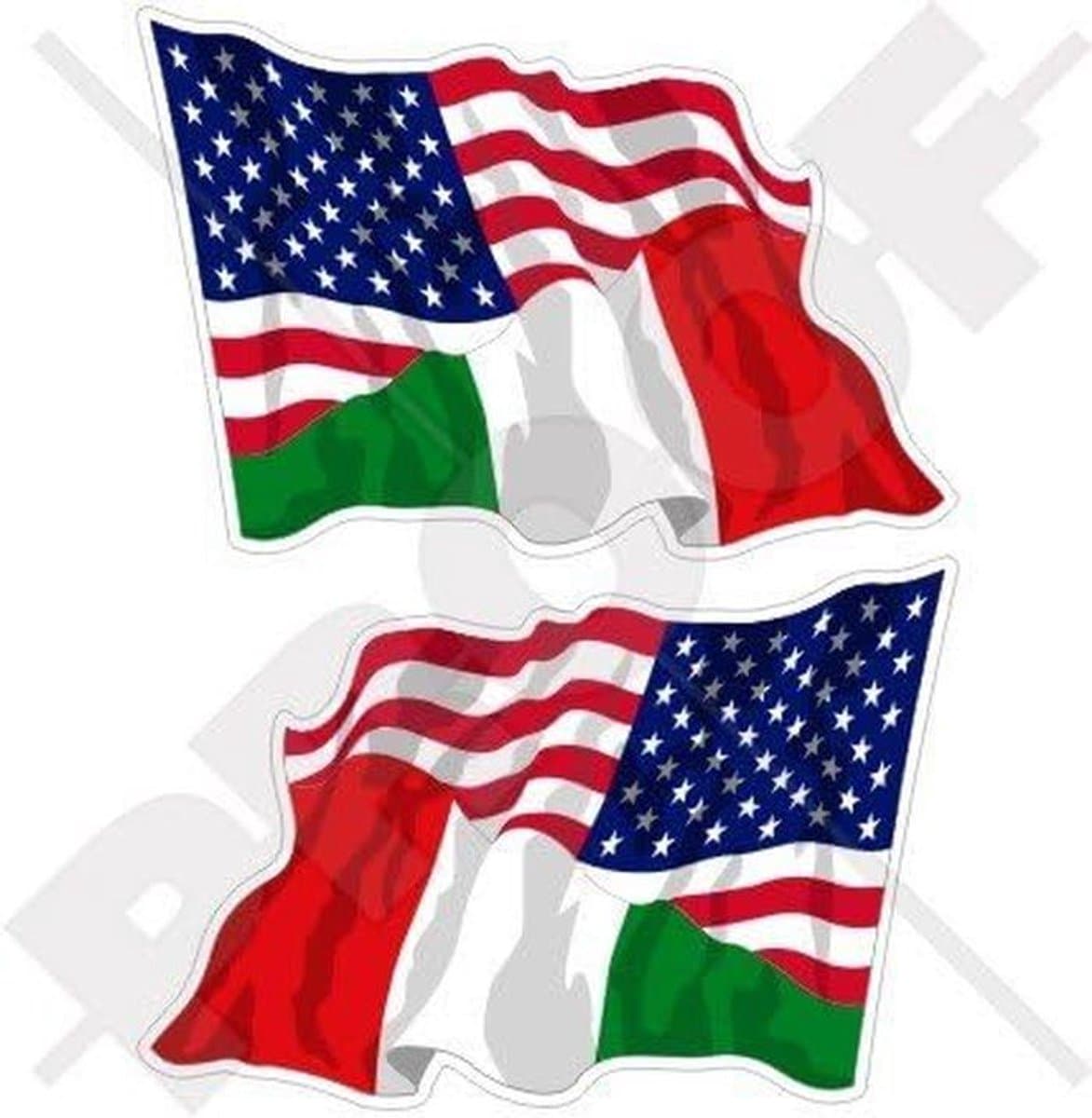 Amerikaanse en Italiaanse Vlag Vinyl Stickers 2 Stuks voor Auto en Laptop