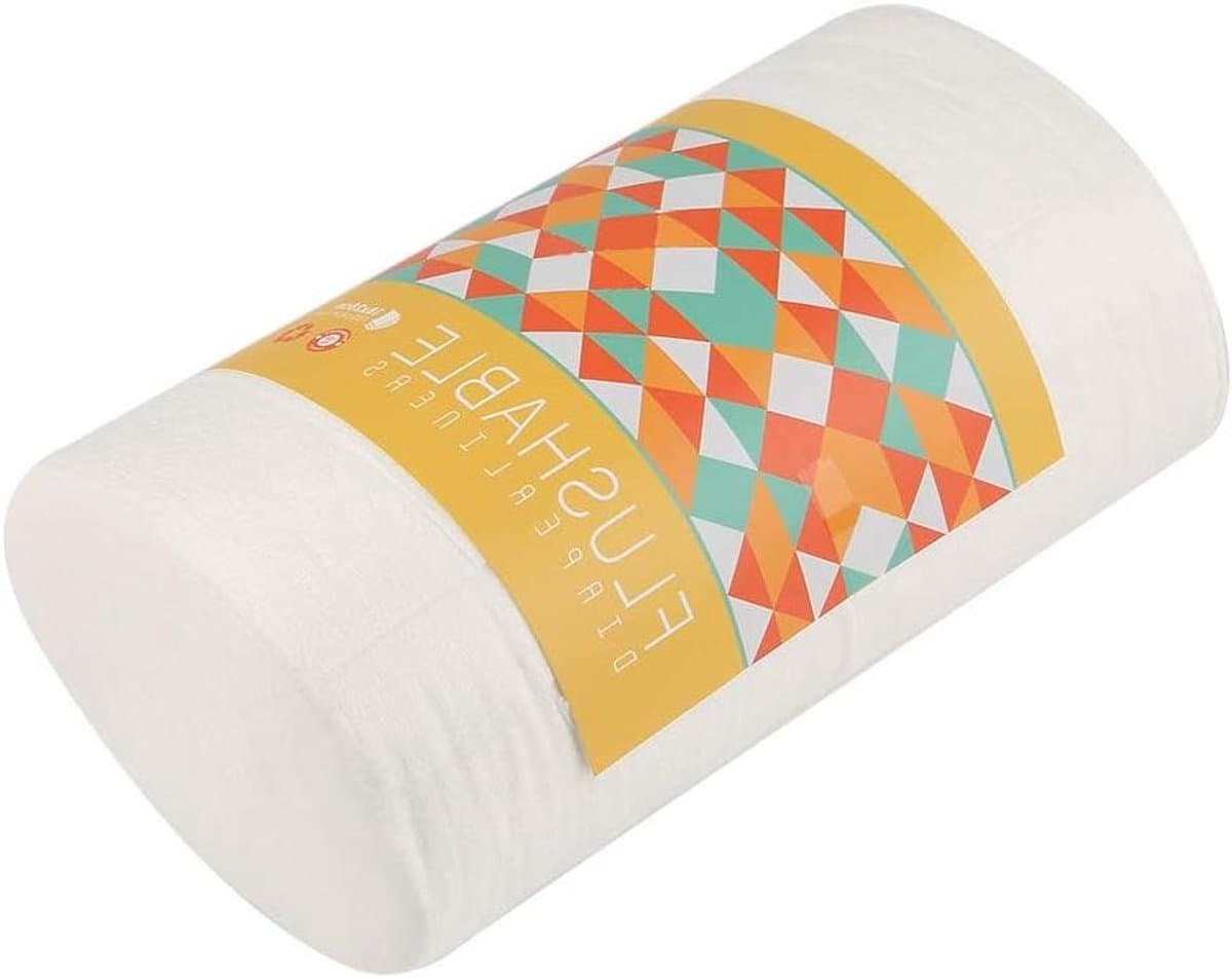 Biologisch afbreekbare bamboevezel rol - 100 stuks luiervoering met natte doekjesfunctie, ideaal voor stoffen luierbroekjes - Absorberende babyluierinzetstukken