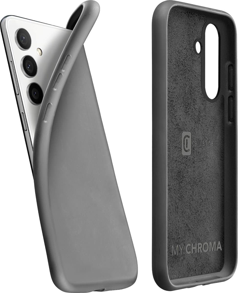 Cellularline Chroma Hoesje - Geschikt voor Samsung Galaxy A36 - Kleurrijk Mat TPU & Microvezel - Zwart