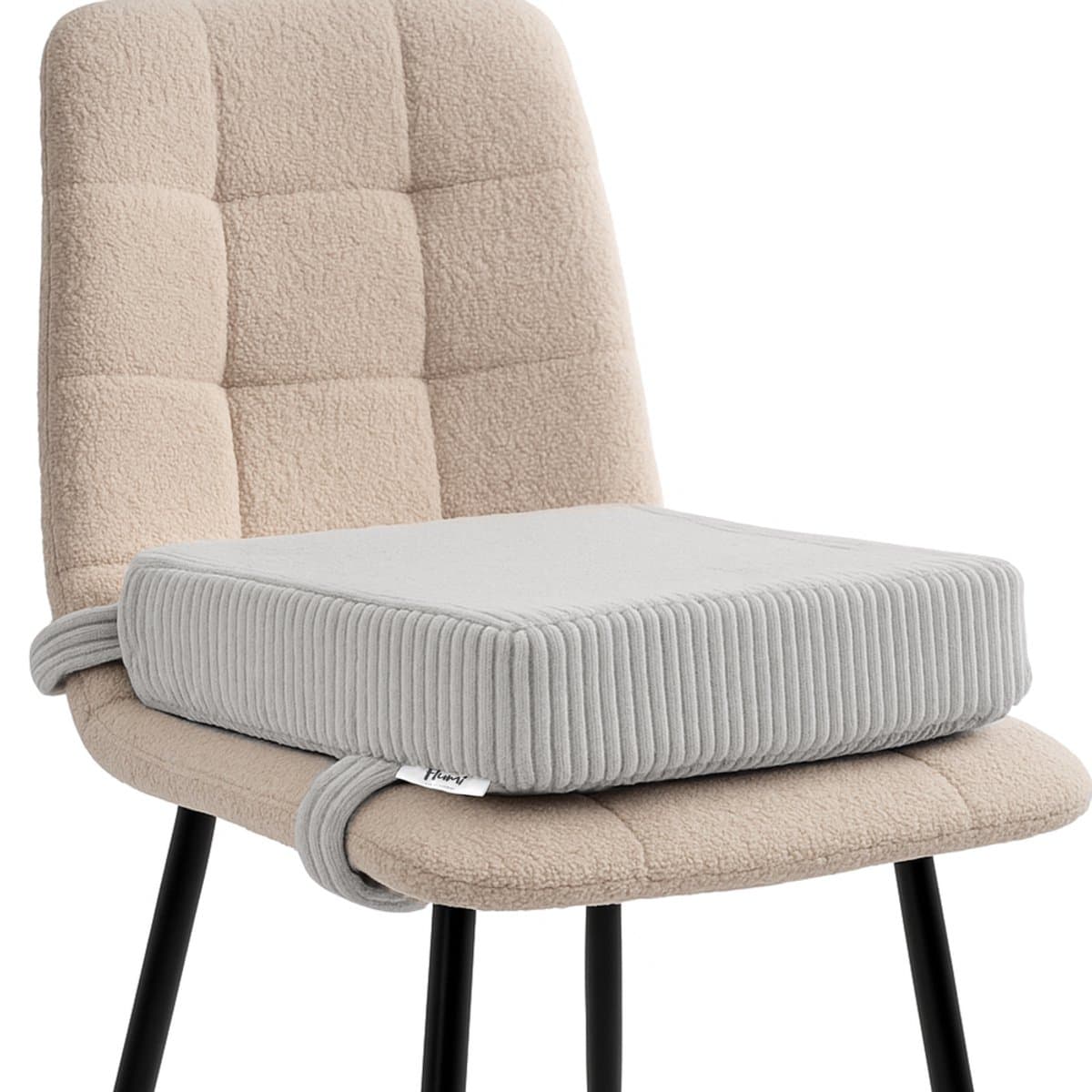 Flumi - Kinder Zitverhoger Kussen - Corduroy Stof - Afneembare Wasbare Hoes - 33x33x9 cm - Grijs