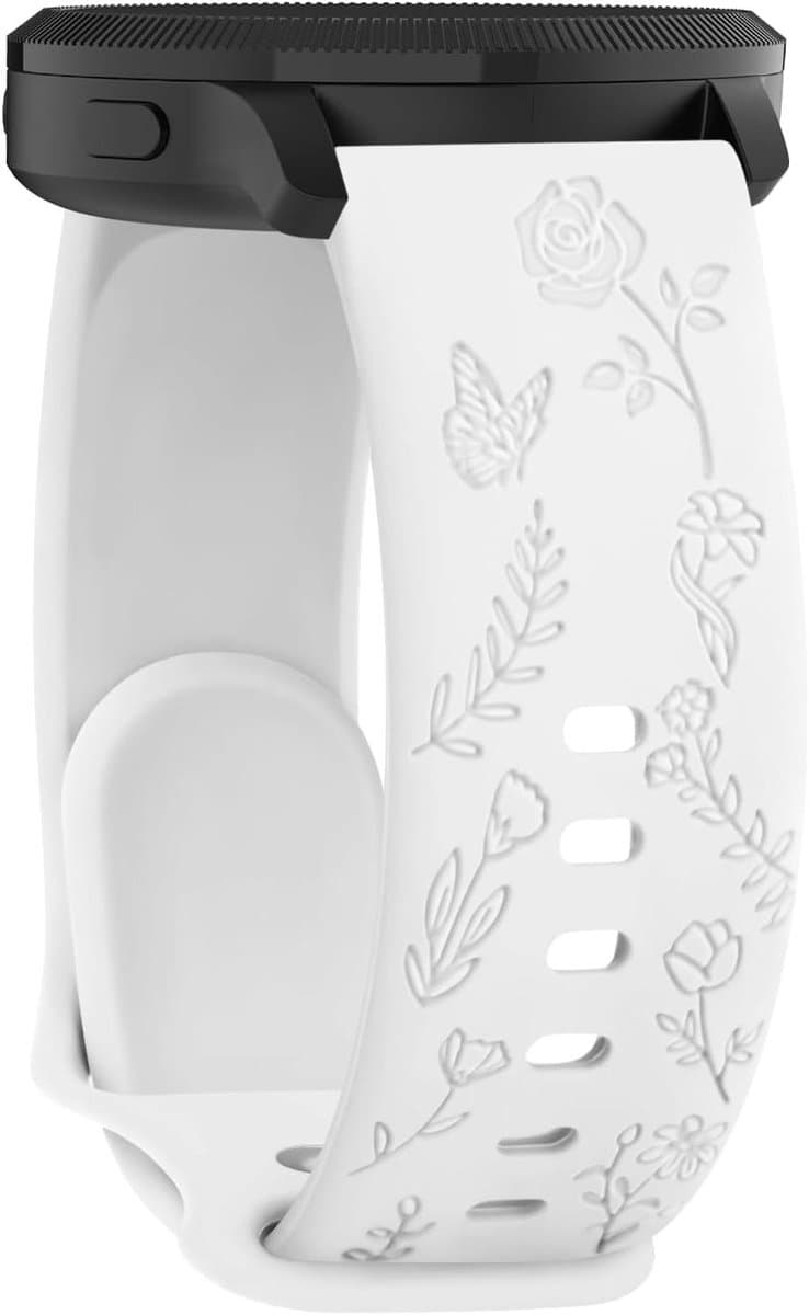 Allecto Plus - Siliconen armband met bloemengravure voor Garmin Venu Sq 2 - Stijlvolle armband - Roze - Handig en Modieus