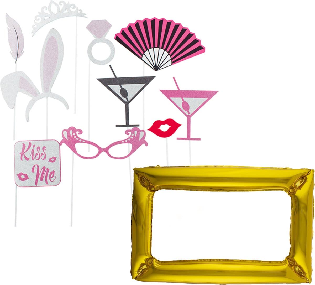 Givi Italia Bruiloft foto prop set - 11-delig - glitter - vrijgezellenfeest - photo accessoires