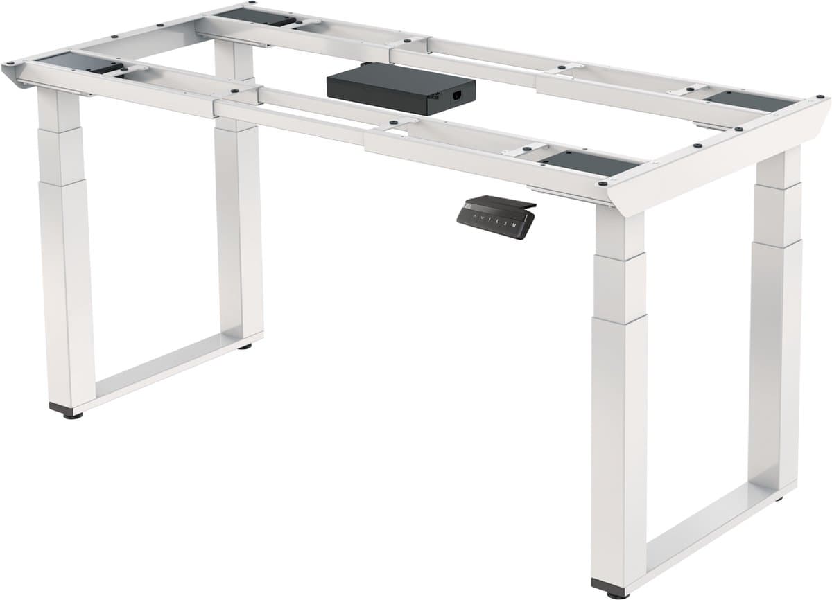 Worktrainer - OLeg Strong Zit Sta Bureau - Hoogte 60,5-125,5 cm - Breedte 110-190 cm - Elektrisch Frame - In hoogte verstelbare Tafel onderstel - Wit - Met Geheugenfunctie