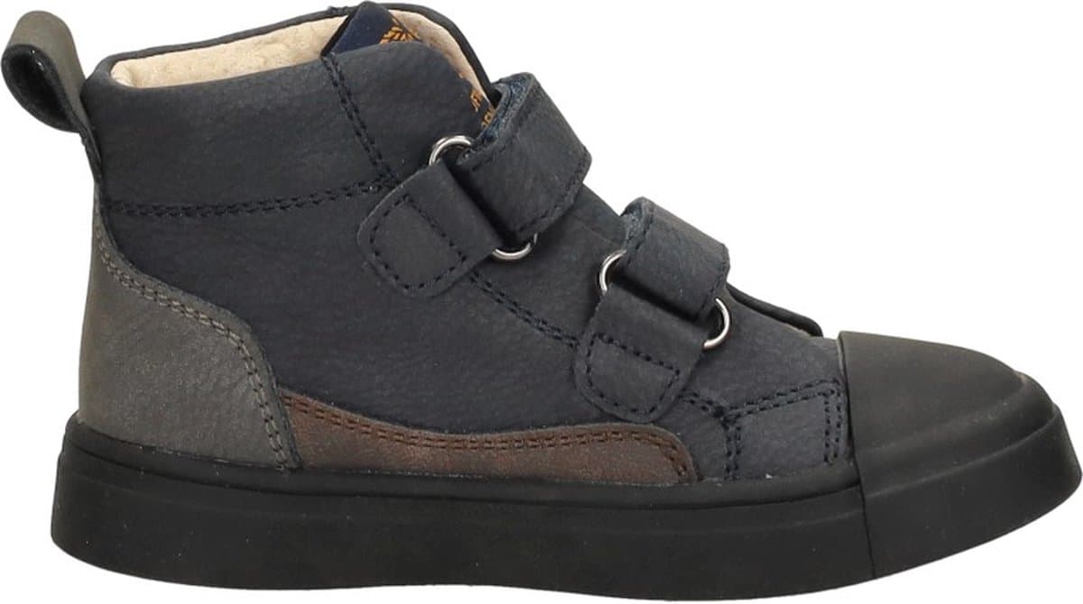 Shoesme Blauwe Bootie Met Cognac Patch - Sneakers Kinderen - Jongens - Dark Blue - Microfiber nubuck - Maat 23