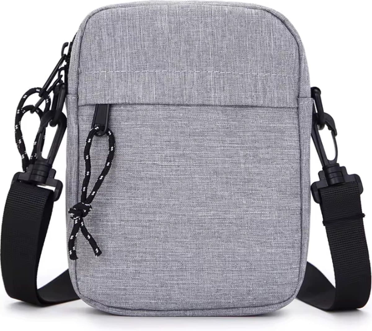 Nektasje - Reisportemonnee Crossbody Schoudertas - Waterafstotend Oxford - Unisex - Compacte Reistas voor op Reis en Vakantie - Telefoontasje met Nekkoord - 4 Compartimenten - Voor Dagelijks Gebruik - Grijs