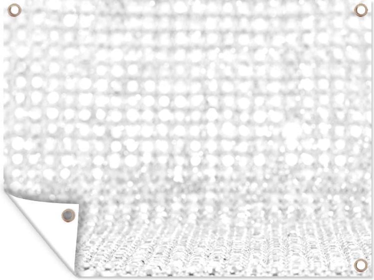 Muurdecoratie buiten De witte diamanten als achtergrond - zwart wit - 160x120 cm - Tuindoek