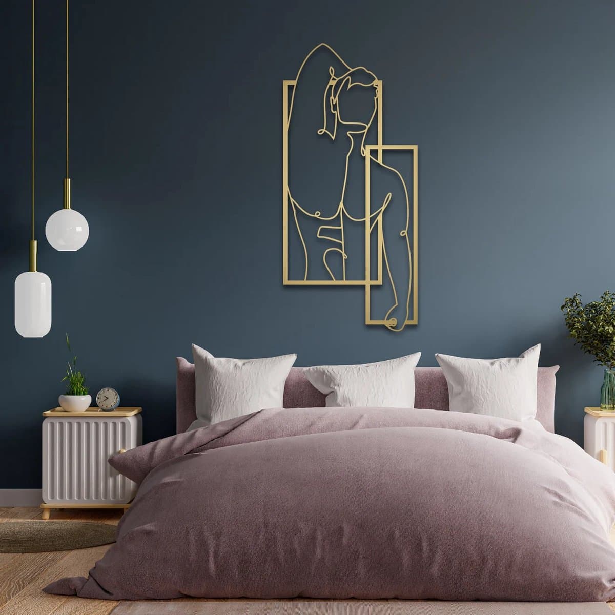 Metalen Wanddecoratie Mannelijk Lichaam – 3D Wandkunst – Goud – 84 x 39 cm