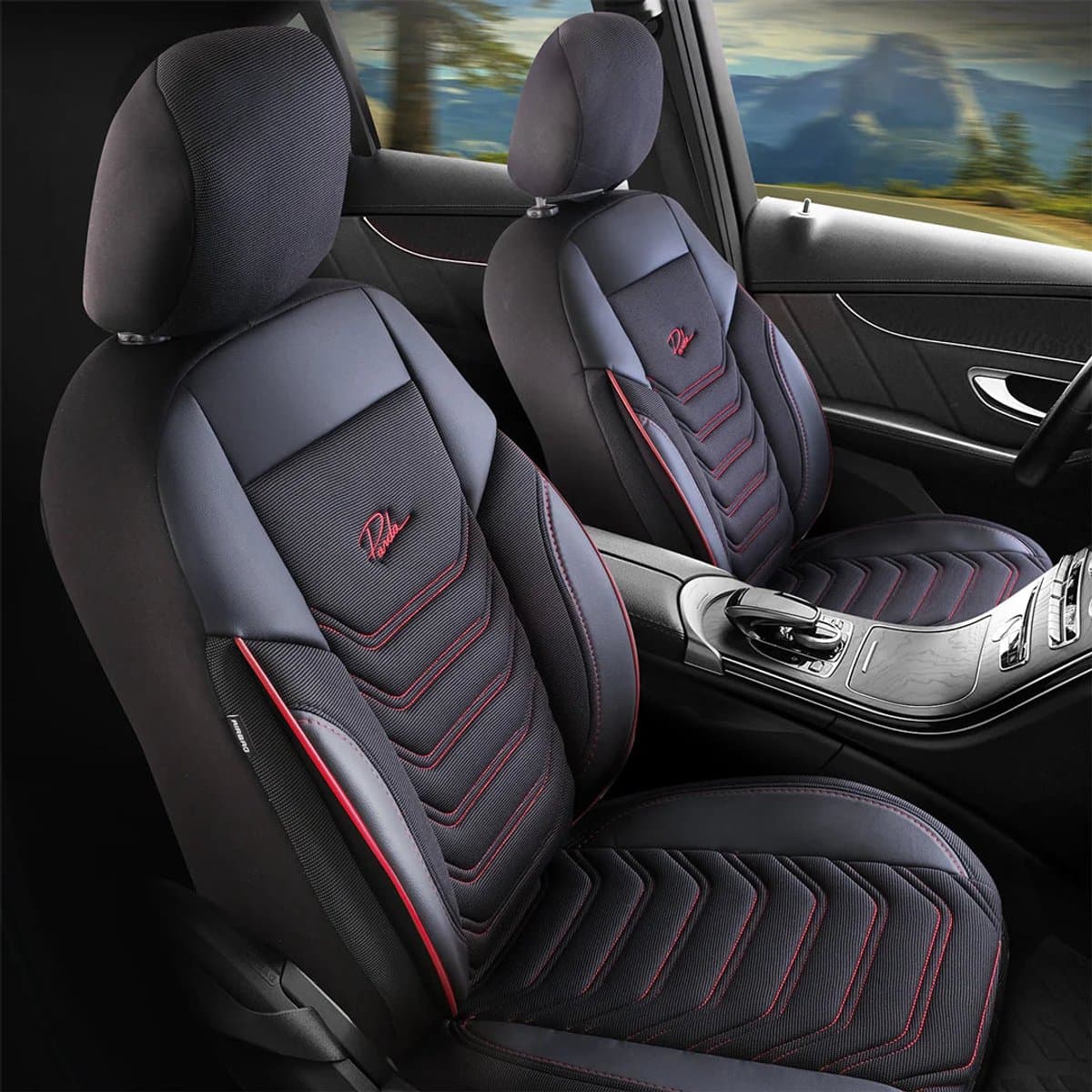 Stoelhoezen Citroen C4 2010-2018 – Florida Rood – Jacquardstof – autostoelhoezen – eenvoudig te monteren