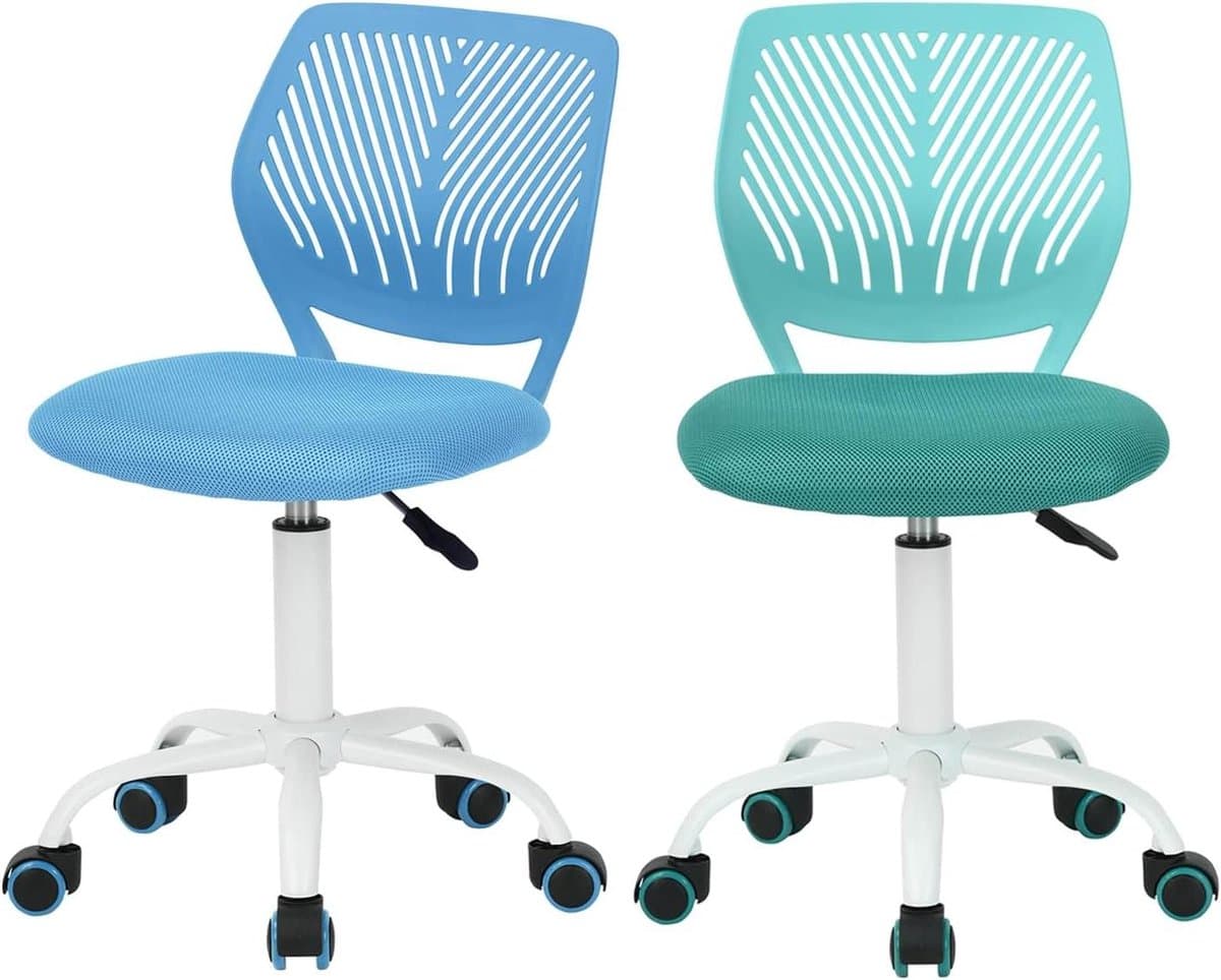 Ergonomische bureaustoel - Rolstoel verstelbaar - Thuiswerken Kantoor - Ademende mesh zitting - 38.5x40x75-87cm - Blauw turquoise