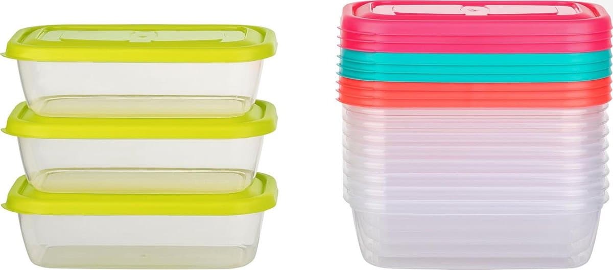 Diepvriesdozen Set - Voedselcontainers - Maaltijden Invriezen - BPA-Vrij Materiaal - 12 Stuks 580ml - Veelkleurig