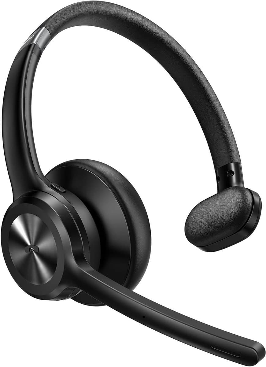 Draadloze Headset - Bluetooth Oortjes - Heldere Gesprekken - Ruisonderdrukking Microfoon - 60 Uur Batterij - Zwart