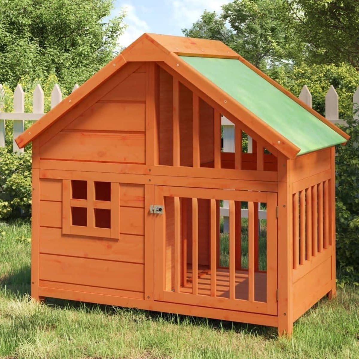 Hondenhok - Huisdierhuis - Veiligheid en comfort - Massief grenenhout - 96 x 605 cm - Bruin