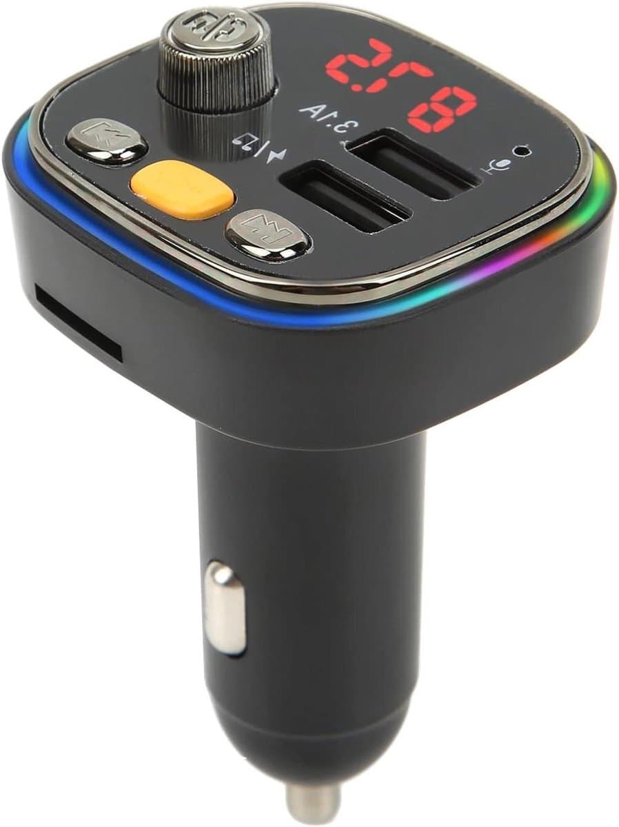 Bluetooth FM-zender - Muziekspeler Auto - Handsfree Bellen - Ruisonderdrukking - 12-24V - Zwart