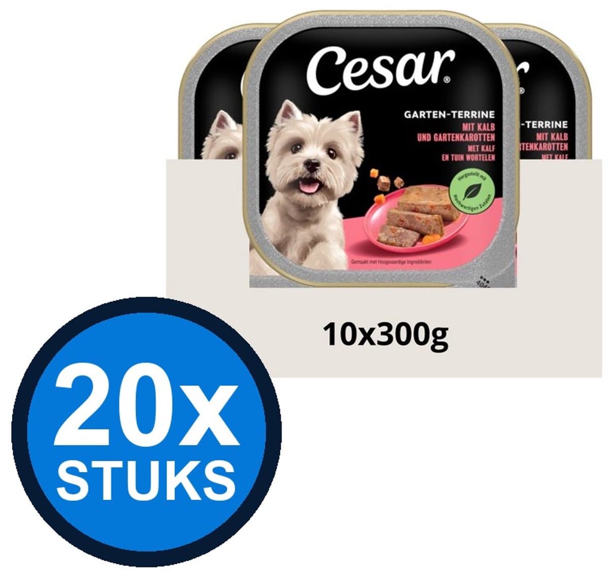 20x Cesar - Primeur Paté Kalf & Worteltjes - Hondenvoer Natvoer - 300g