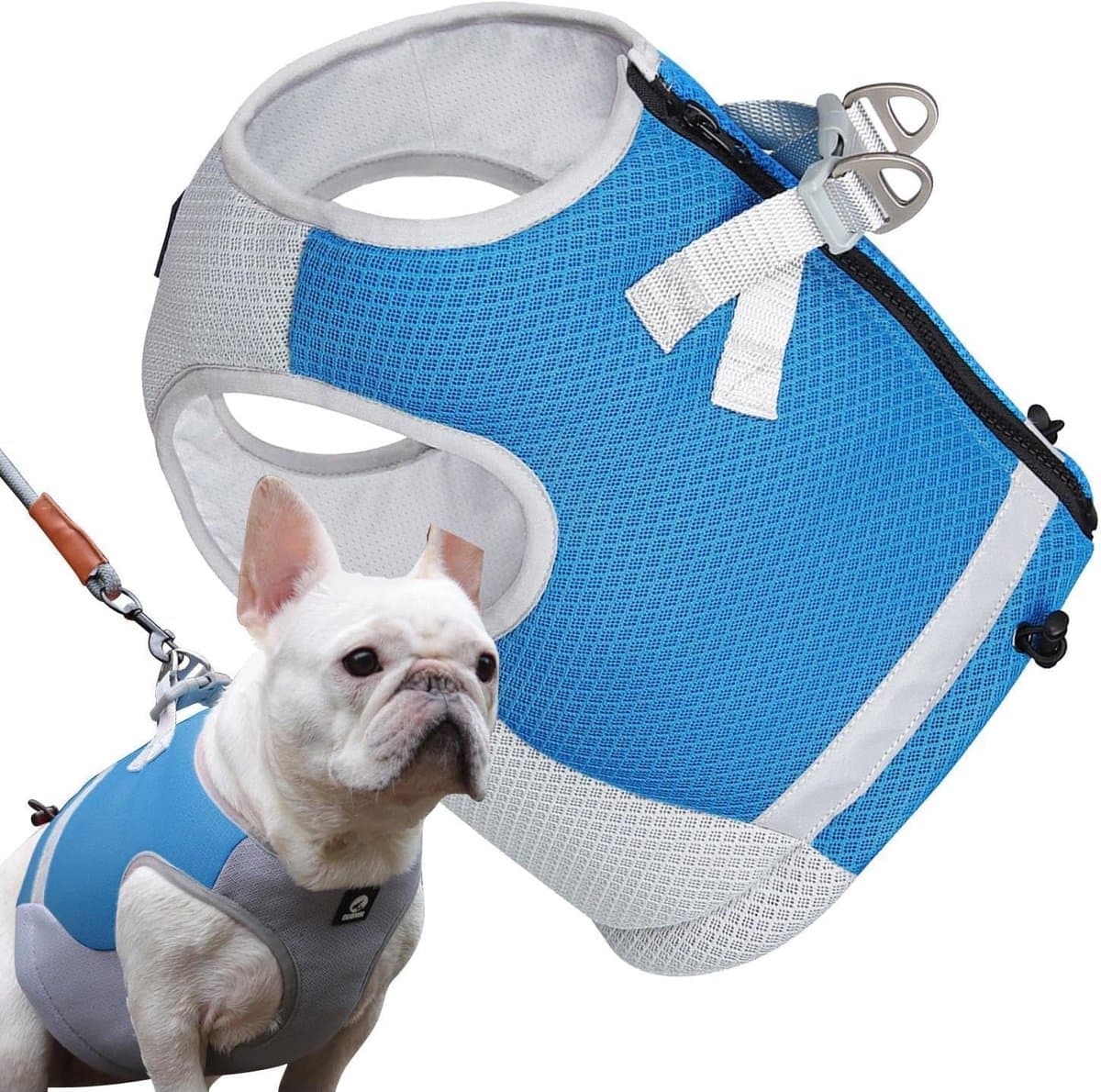 Honden koelvest - Harnas hond - Hitte verminderen - 3-laags koelstof - Verstelbaar - Blauw