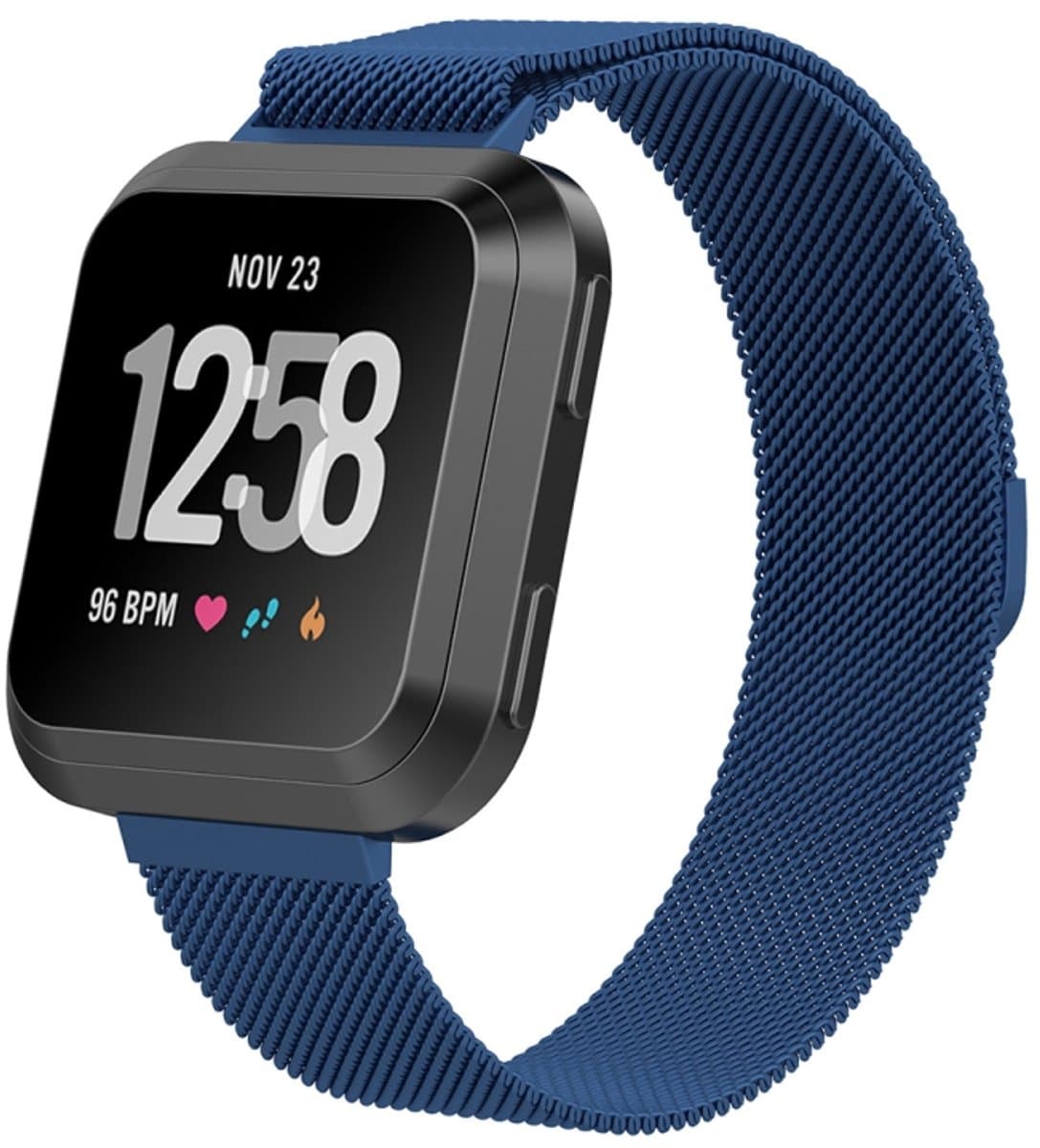 Voor Fitbit Versa 2 / Fitbit Versa / Fitbit Versa Lite Milanese horlogeband, groot formaat: 2,3 x 25,8 cm (marine)