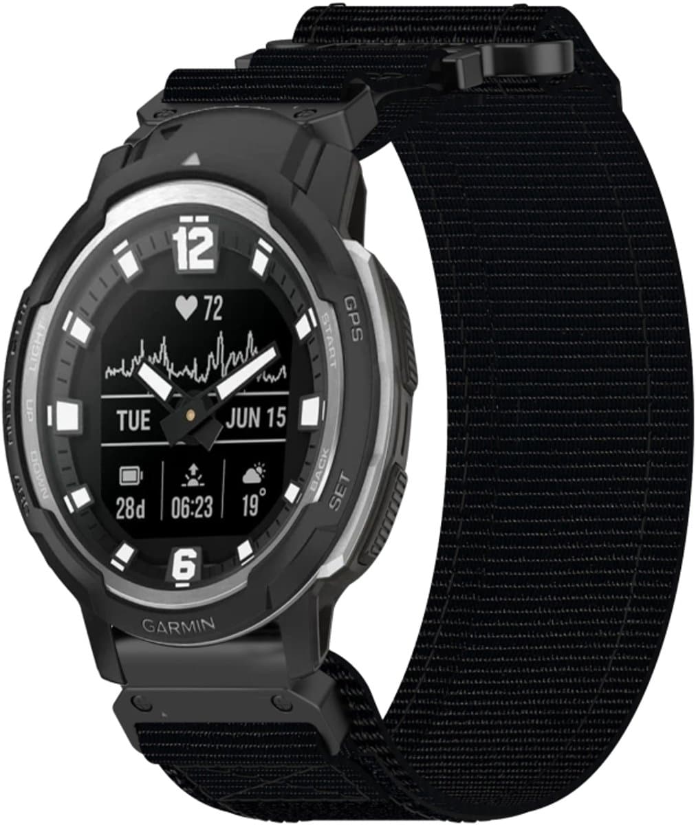 Voor Garmin Instinct Crossover 22 mm nylon klittenbandsluiting horlogeband (zwart)