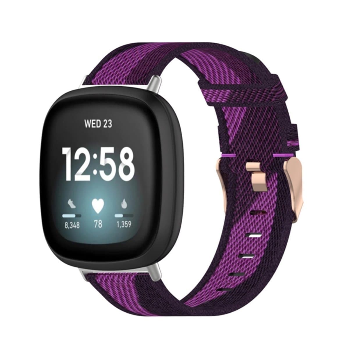 Voor Fitbit Versa 3 / Fitbit Sense nylon canvas strip textuurband, maat: gratis maat (paars)