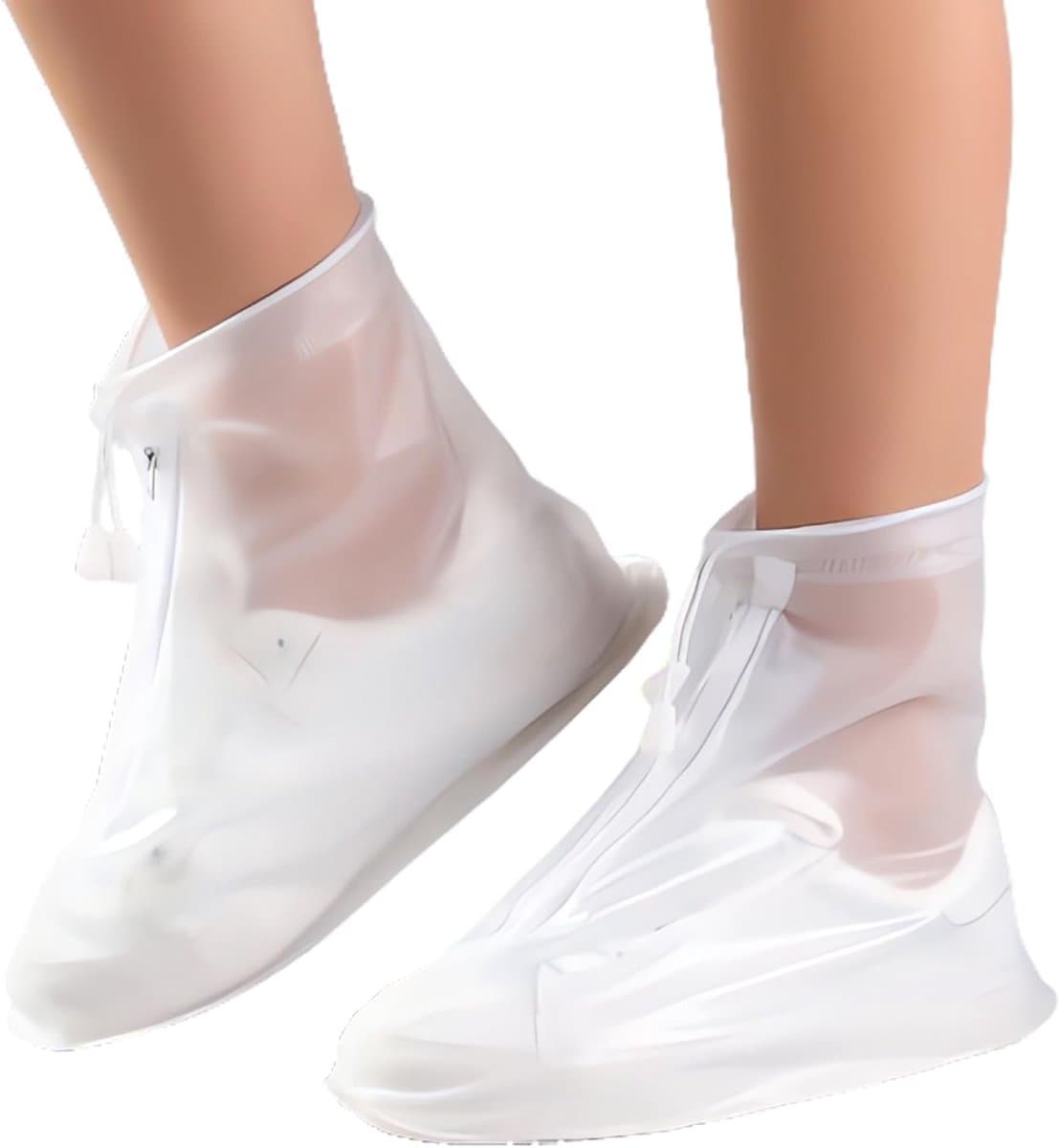 Overschoenen, transparant, herbruikbaar, met ritssluiting, antislip, voor dames, heren en kinderen, Wit, (XL)42-43