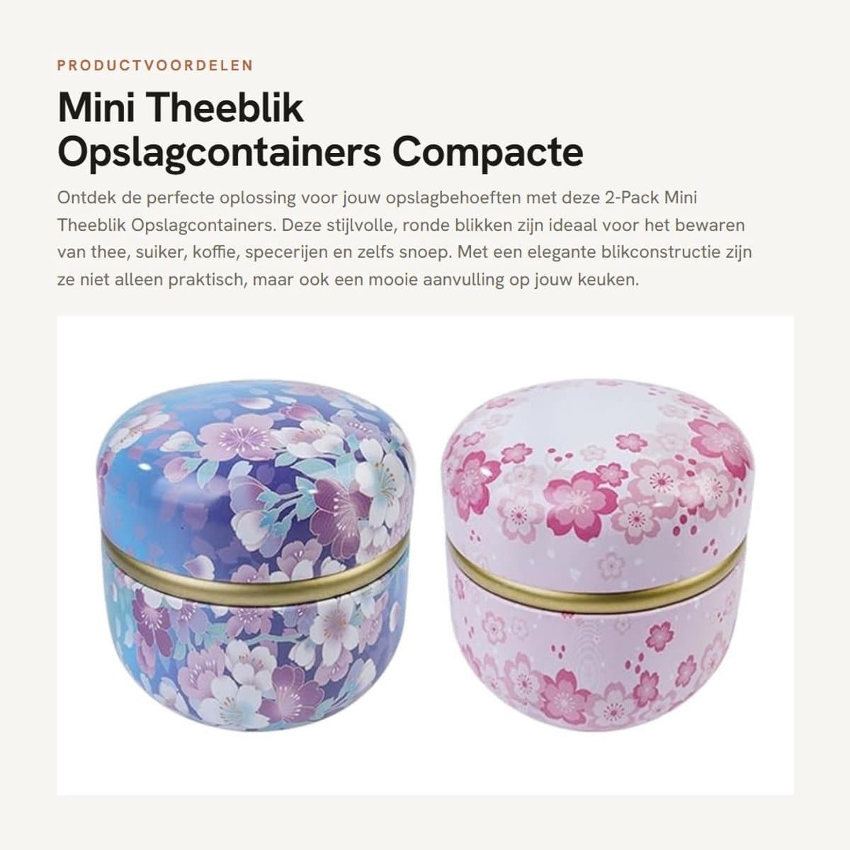 Solidchoice- Theeblik Mini - Ronde Blikken - Compacte Opslag - Verzegeld Deksel - Duurzaam Blik - Geschikt voor Thee/Suiker/Koffie - Opslagbus