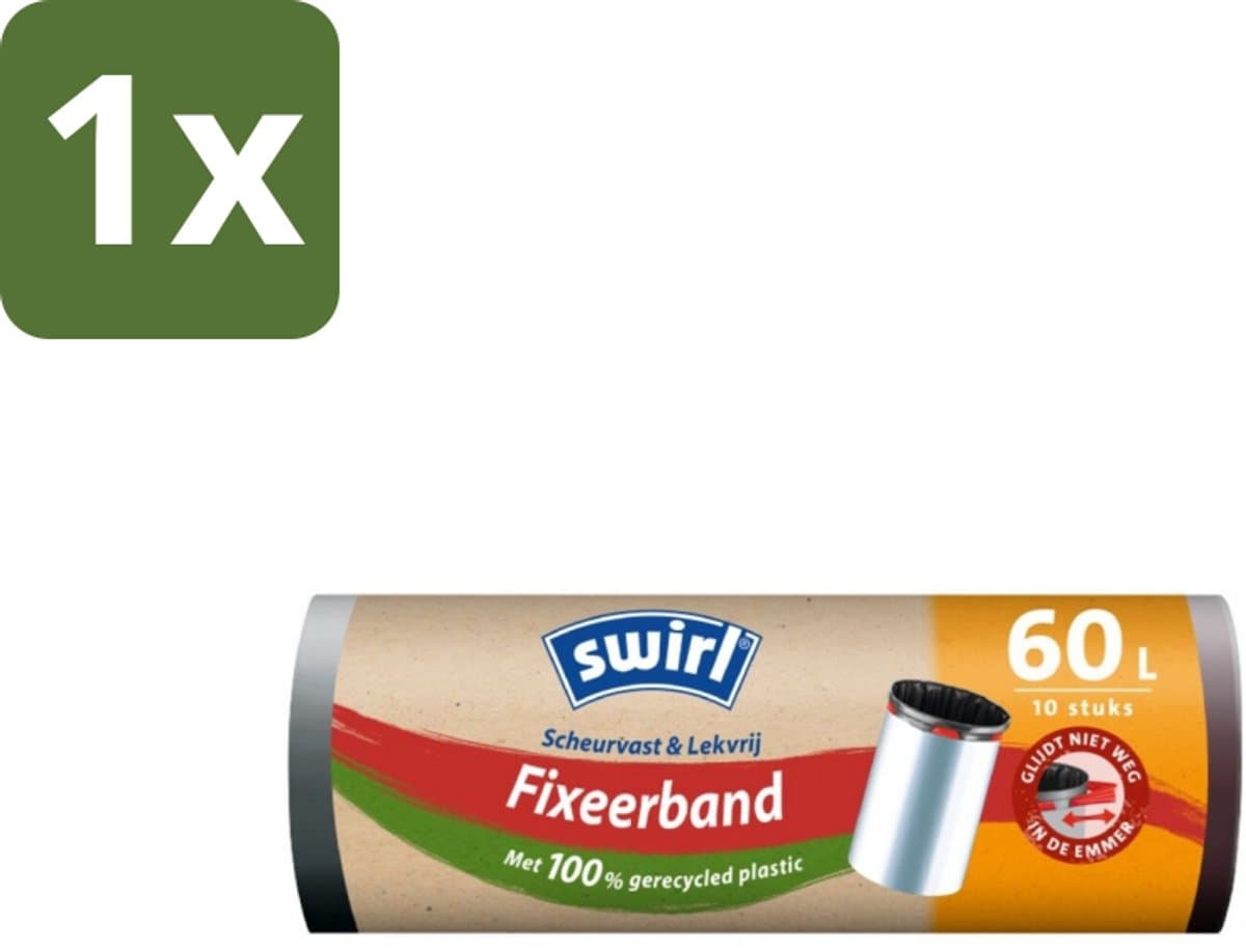 1 x Swirl – Pedaalemmerzakken – 60 L – Fixeerband – 10 zakken - Koffie - Koffiezetapparaat - Koffiezetapparaat