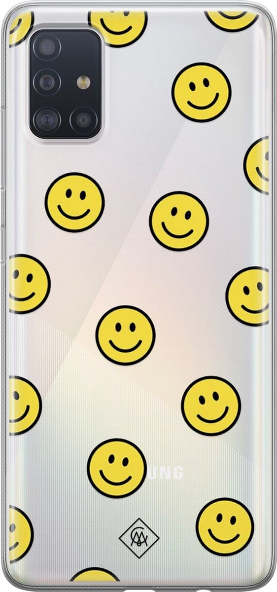 Casimoda® hoesje - Geschikt voor Samsung A51 - Smileys - Backcover - Siliconen/TPU - Geel