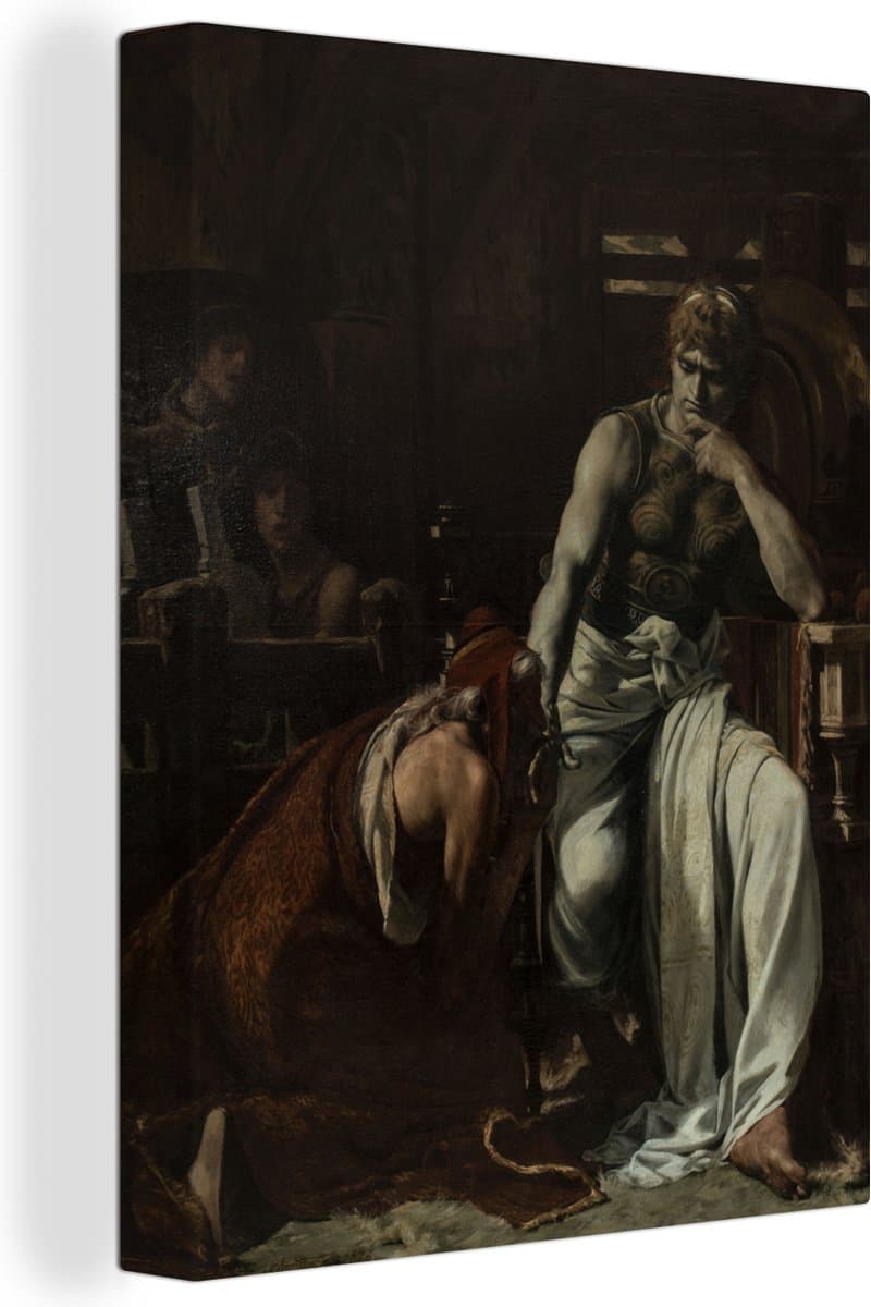 Canvas Schilderij Priam vraagt Achilles om het lichaam van Hector - Schilderij van Théobald Chartran - 90x120 cm - Wanddecoratie