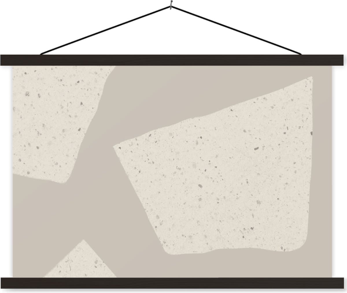 Posterhanger incl. Poster 60x40 cm - Schoolplaat - Terrazzo - Abstract - Pastel - Patronen - Textielposter - Zwarte latten